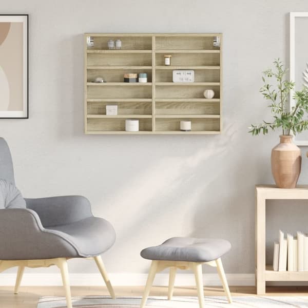 vidaXL vitrineskab 80x8,5x58 cm konstrueret træ sonoma-eg
