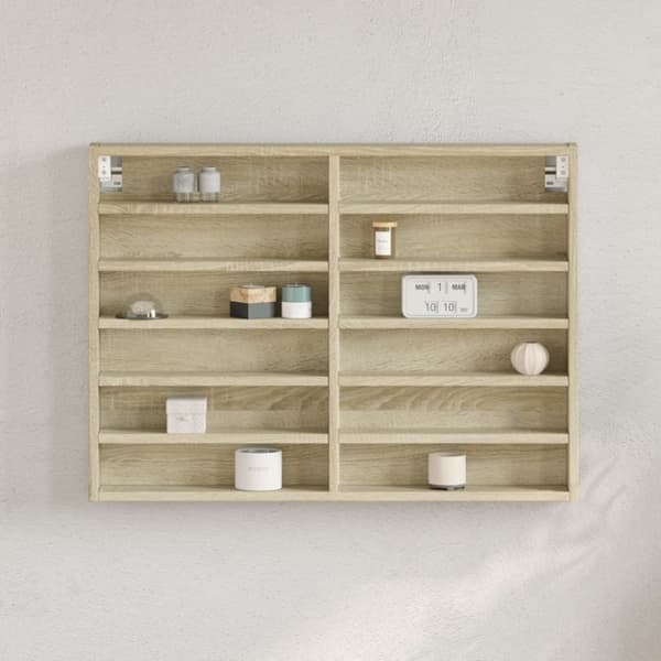 vidaXL vitrineskab 80x8,5x58 cm konstrueret træ sonoma-eg