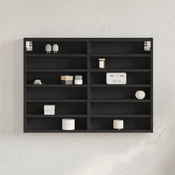 vidaXL vitrineskab 80x8,5x58 cm konstrueret træ sort