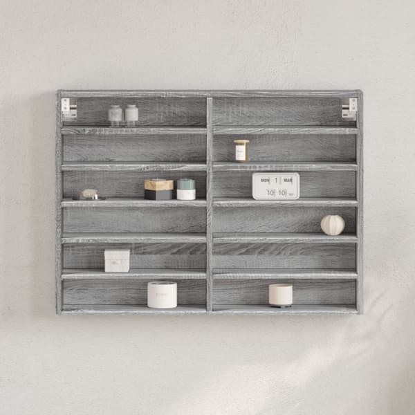 vidaXL vitrineskab 80x8,5x58 cm konstrueret træ grå sonoma-eg