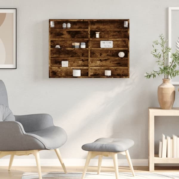 vidaXL Hyller røkt eik 80x8,5x58 cm konstruert tre