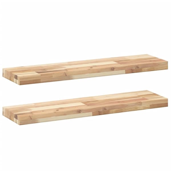vidaXL Flytende hyller 2 stk 80x20x4 cm ubehandlet heltre akasie