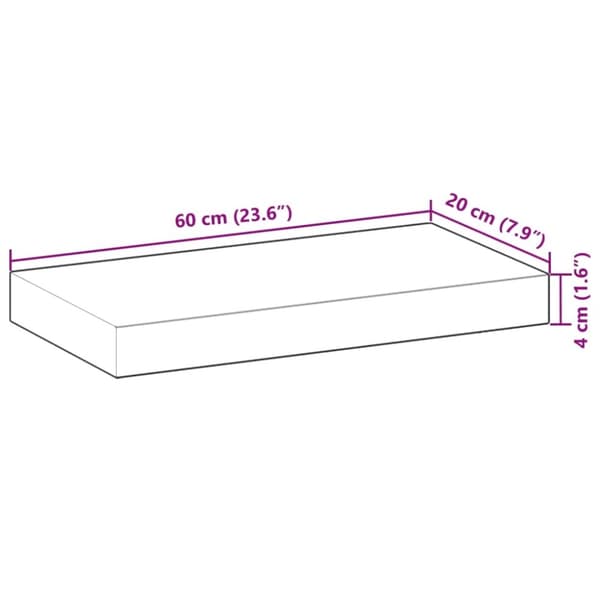 vidaXL væghylder 2 stk. 60x20x4 cm ubehandlet massivt akacietræ