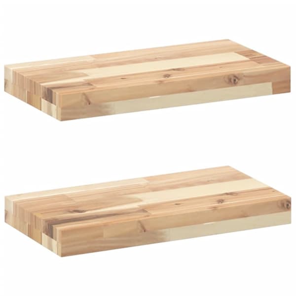 vidaXL væghylder 2 stk. 60x20x4 cm ubehandlet massivt akacietræ