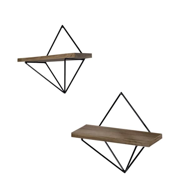 Chic Home Wenni seinähyllyt 30cm 2kpl, ruskea/musta