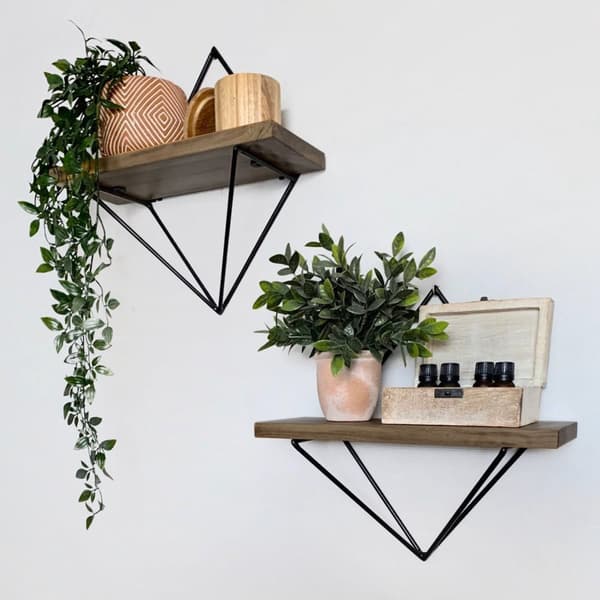 Chic Home Wenni seinähyllyt 30cm 2kpl, ruskea/musta