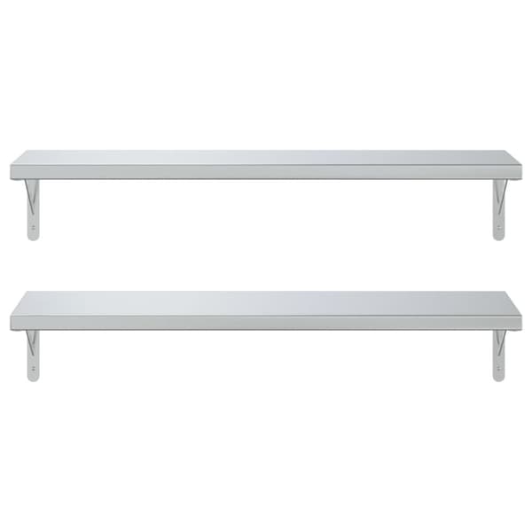 vidaXL Vegghyller 2 stk 100x30 cm sølv rustfritt stål