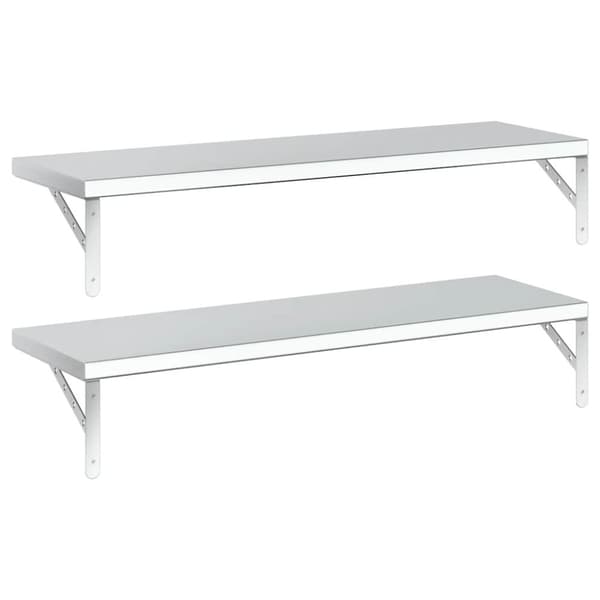 vidaXL Vegghyller 2 stk 100x30 cm sølv rustfritt stål