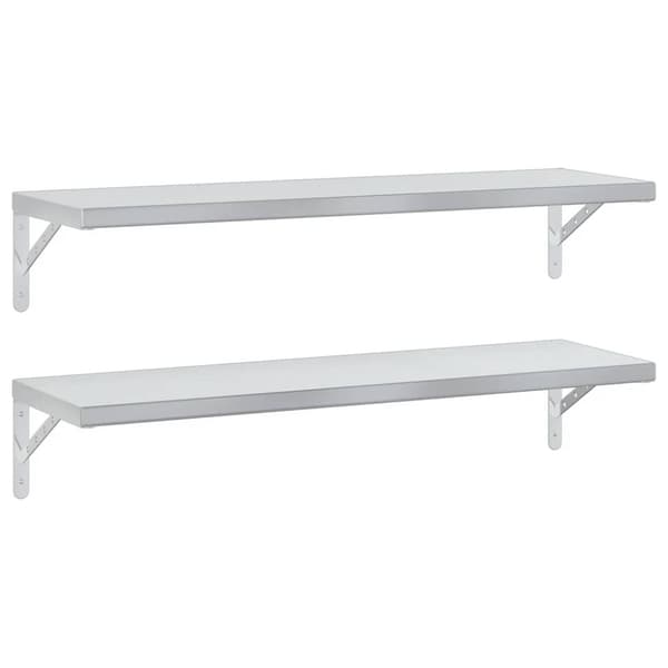 vidaXL Vegghyller 2 stk 100x30 cm sølv rustfritt stål