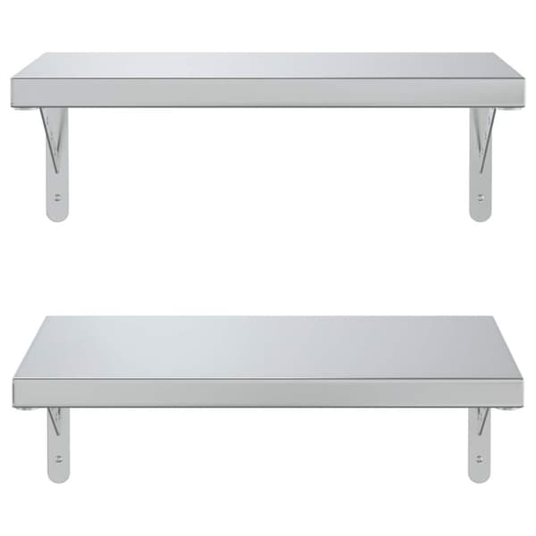 vidaXL Vegghyller 2 stk 50x30 cm sølv rustfritt stål