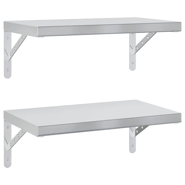 vidaXL Vegghyller 2 stk 50x30 cm sølv rustfritt stål