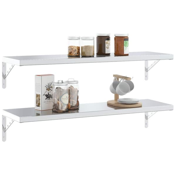 vidaXL Hyllebraketter 4 stk 30x2,5x15,5 cm sølv rustfritt stål