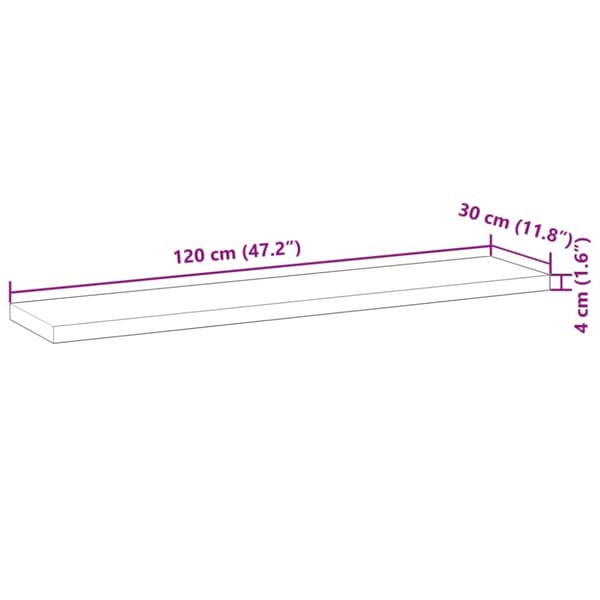 vidaXL Flytende hylle 120x30x4 cm ubehandlet heltre akasie