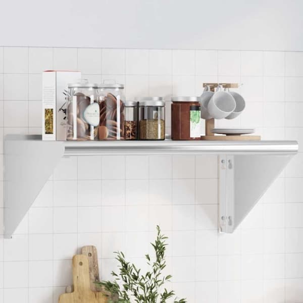 vidaXL Vegghylle 75x45x31 cm sølv rustfritt stål