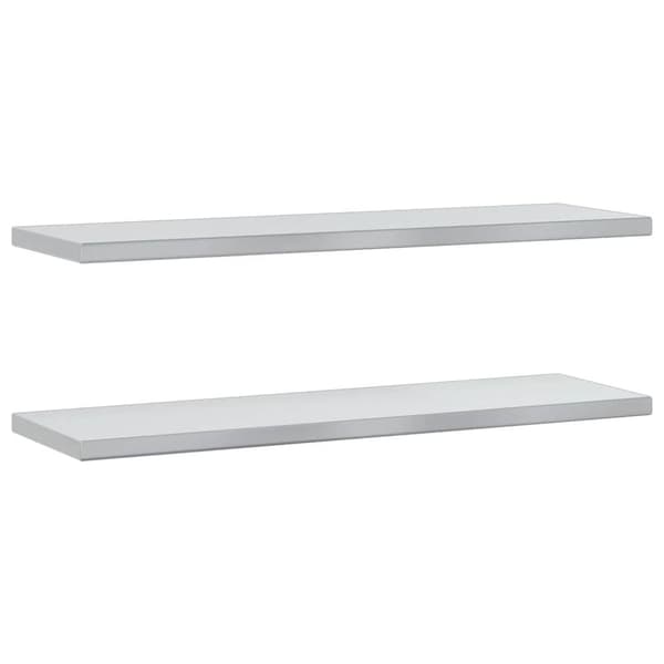 vidaXL Vegghyller 2 stk 100x30x3 cm sølv rustfritt stål