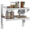 Miniatyrbilde 5 av 11: vidaXL Vegghylle 2 etasjer 50x23,5x48 cm sølv rustfritt stål