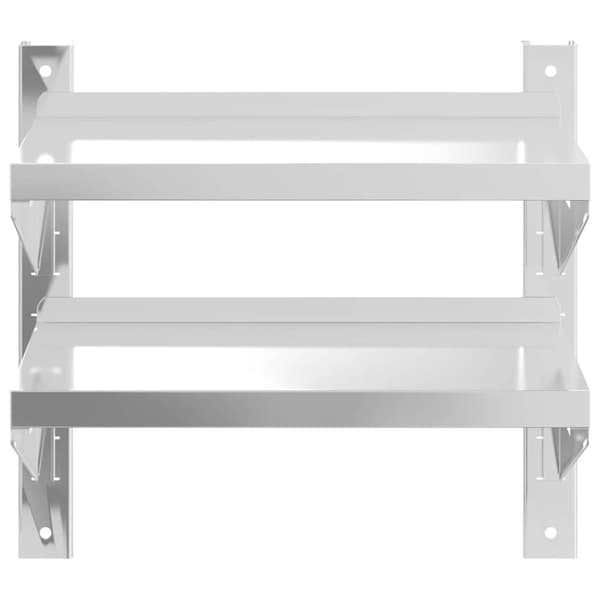 vidaXL Vegghylle 2 etasjer 50x23,5x48 cm sølv rustfritt stål