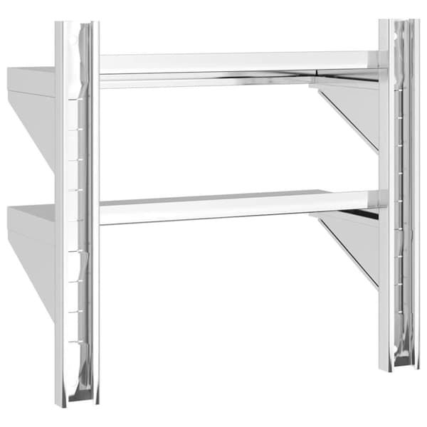 vidaXL Vegghylle 2 etasjer 50x23,5x48 cm sølv rustfritt stål