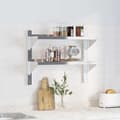 Miniatyrbilde 4 av 11: vidaXL Vegghylle 2 etasjer 75x23,5x60 cm sølv rustfritt stål