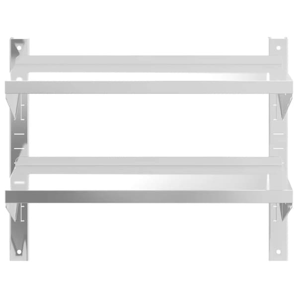 vidaXL Vegghylle 2 etasjer 75x23,5x60 cm sølv rustfritt stål