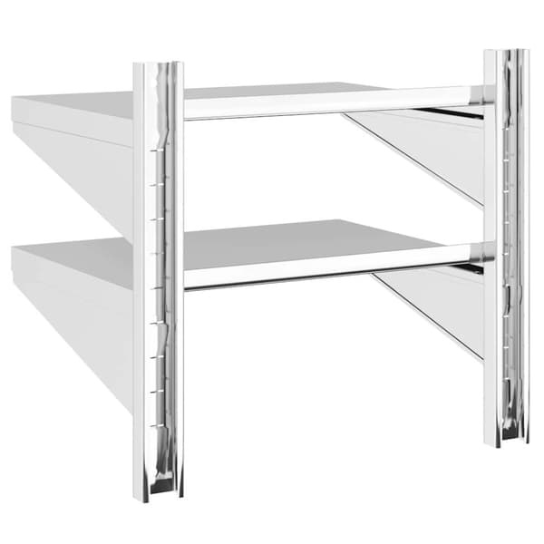vidaXL Vegghylle 2 etasjer 50x40x48 cm sølv rustfritt stål