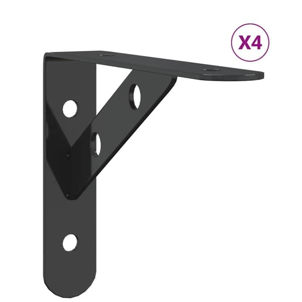 vidaXL Hyllebraketter 4 stk 15x2,5x11,5 cm svart rustfritt stål