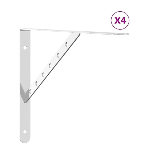 vidaXL Hyllebraketter 4 stk 40x2,5x25 cm sølv rustfritt stål