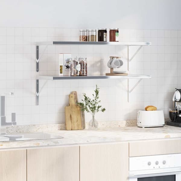 vidaXL Hyllebraketter 4 stk 40x2,5x25 cm sølv rustfritt stål