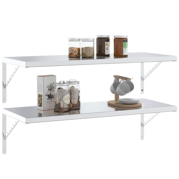 vidaXL Hyllebraketter 4 stk 40x2,5x25 cm sølv rustfritt stål