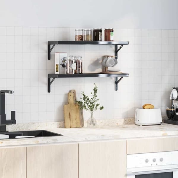 vidaXL Hyllfästen 4 st 23,5x2,5x15,5 cm svart rostfritt stål