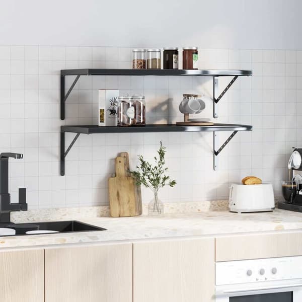 vidaXL Hyllfästen 4 st 40x2,5x25 cm svart rostfritt stål