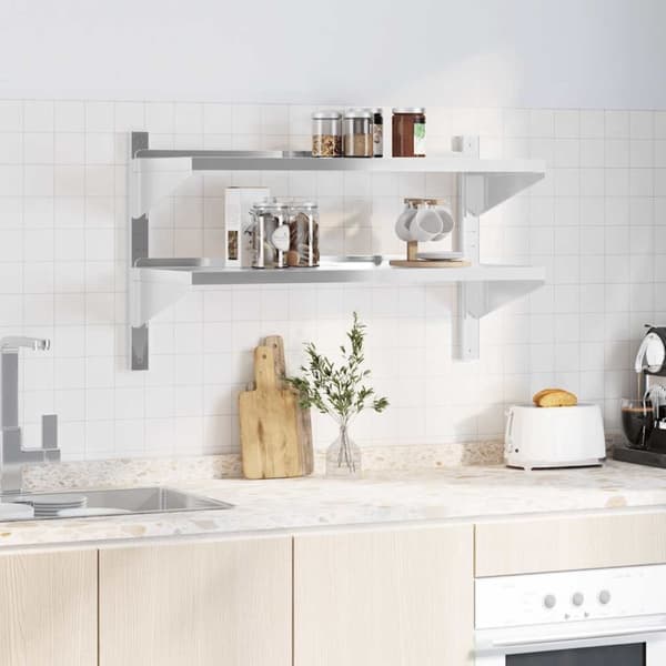 vidaXL Vägghyllor 2 nivåer 100x40x60 cm silver rostfritt stål