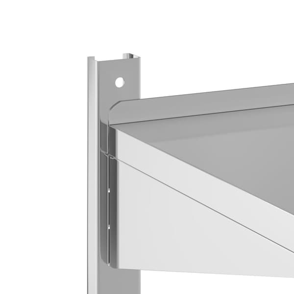 vidaXL Vegghylle 2 etasjer 100x30x60 cm sølv rustfritt stål