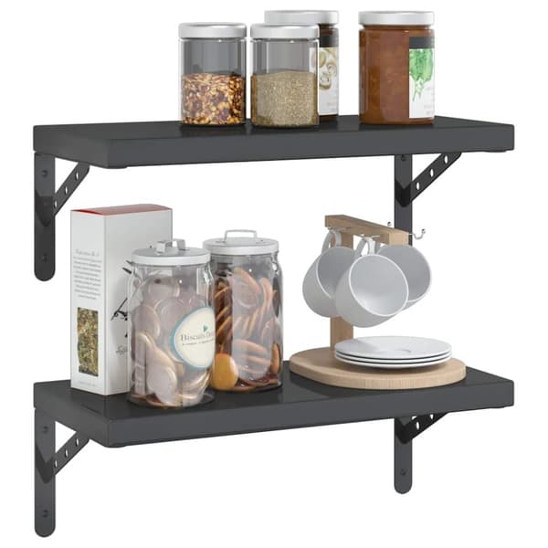 vidaXL Vegghyller 2 stk 50x23,5x3 cm svart rustfritt stål