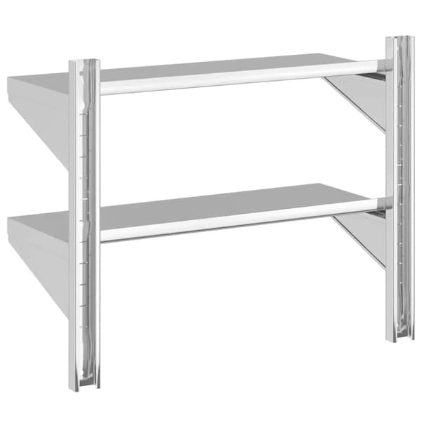 vidaXL Vegghylle 2 etasjer 75x30x60 cm sølv rustfritt stål