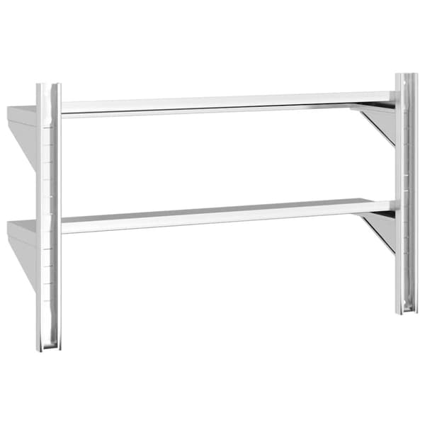 vidaXL Vegghylle 2 etasjer 100x23,5x60 cm sølv rustfritt stål