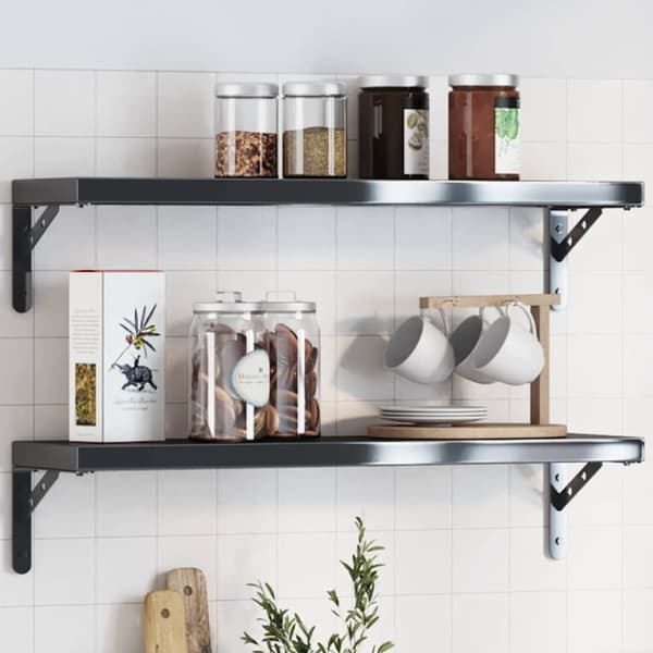 vidaXL Seinätelineet kpl 20x2,5x14 cm musta ruostumaton teräs