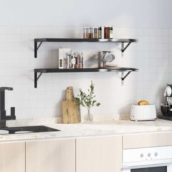 vidaXL væghylder 2 stk. 100x30x3 cm rustfrit stål sort