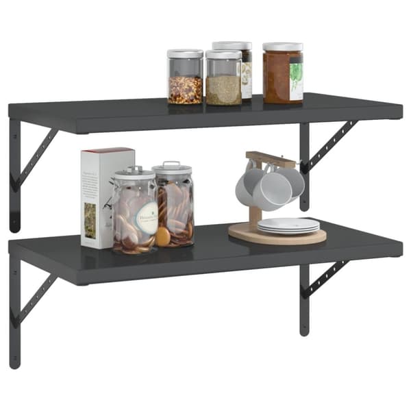 vidaXL Seinähyllyt 2 kpl 75x40x3 cm musta ruostumaton teräs