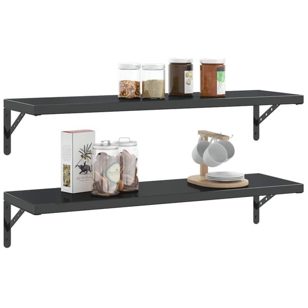 vidaXL Seinätelineet kpl 30x2,5x15,5 cm musta ruostumaton teräs