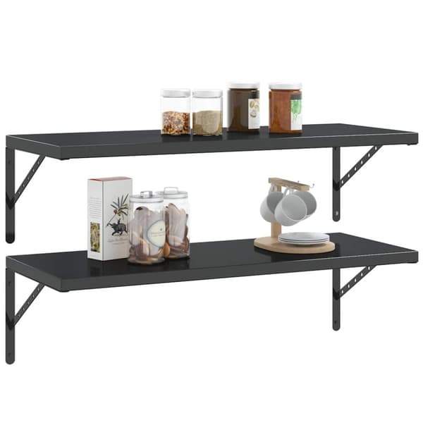 vidaXL Seinätelineet kpl 40x2,5x25 cm musta ruostumaton teräs