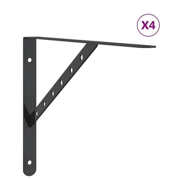 vidaXL hyldebeslag 4 stk. 40x2,5x25 cm rustfrit stål sort