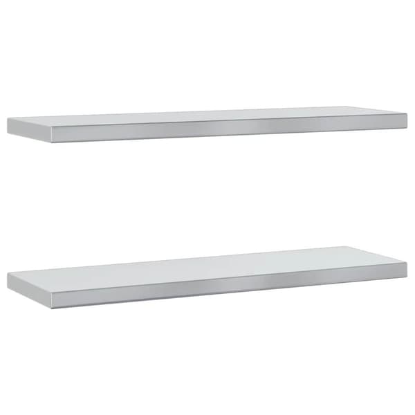 vidaXL Vegghyller 2 stk 75x23,5x3 cm sølv rustfritt stål