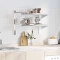 Miniatyrbilde 4 av 11: vidaXL Vegghylle 2 etasjer 75x40x60 cm sølv rustfritt stål