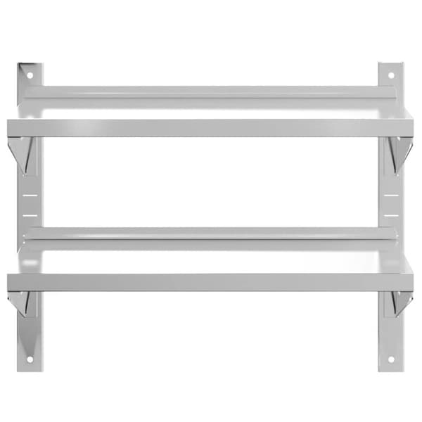 vidaXL Vegghylle 2 etasjer 75x40x60 cm sølv rustfritt stål