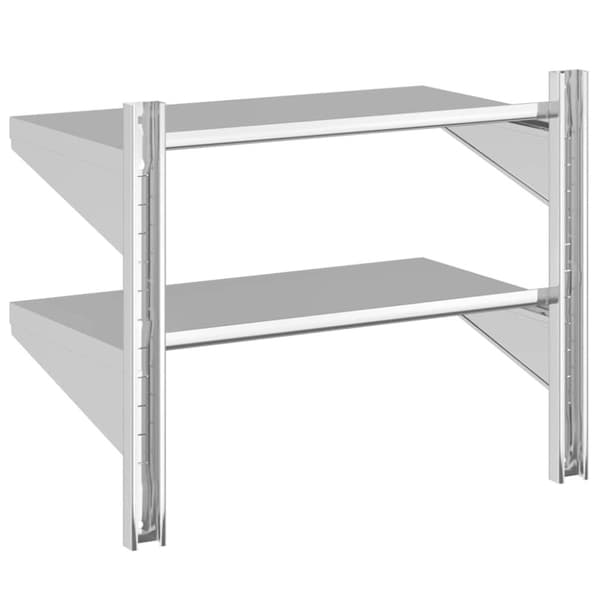vidaXL Vegghylle 2 etasjer 75x40x60 cm sølv rustfritt stål