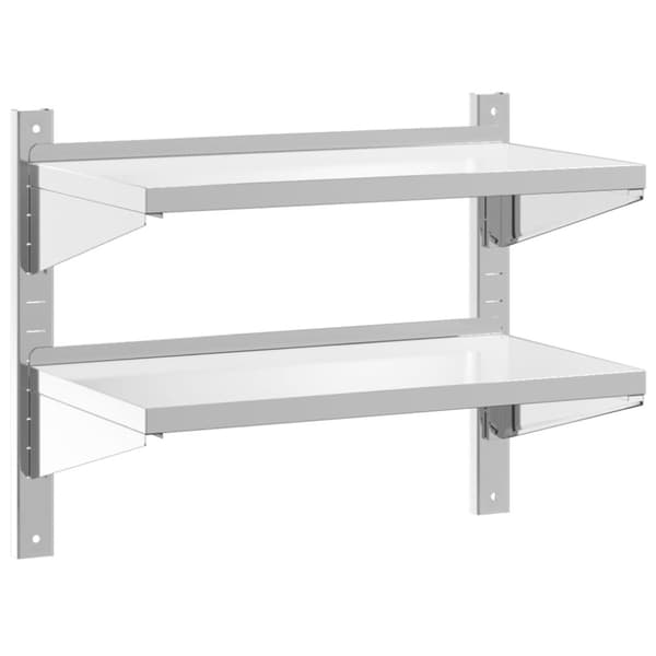 vidaXL Vegghylle 2 etasjer 75x40x60 cm sølv rustfritt stål