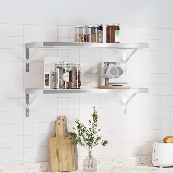 vidaXL Vägghyllor 2 st 75x30x3 cm silver rostfritt stål