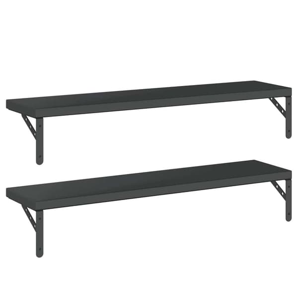 vidaXL Vegghyller 2 stk 100x23,5 cm svart rustfritt stål