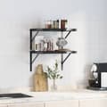 Miniatyrbilde 4 av 10: vidaXL Vegghyller 2 stk 50x40 cm svart rustfritt stål